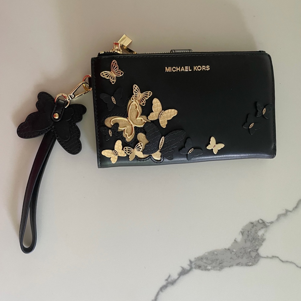 Michael Kors Adele Leather Butterfly Smartphone Clutch & Wristlet